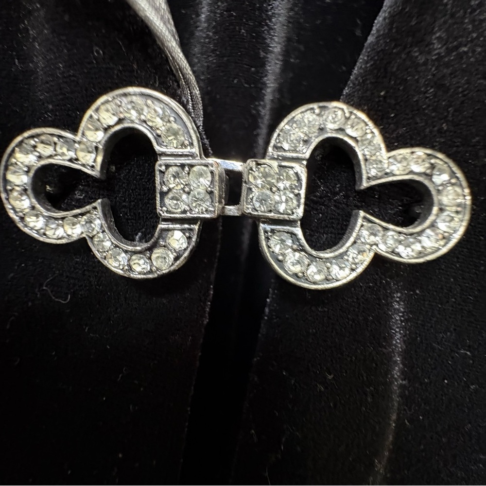 Whimsigoth  Velvet Jacket MP Rhinestone Clasp, Metallic Ruffle Fairy Grunge 90s - Picture 10 of 13